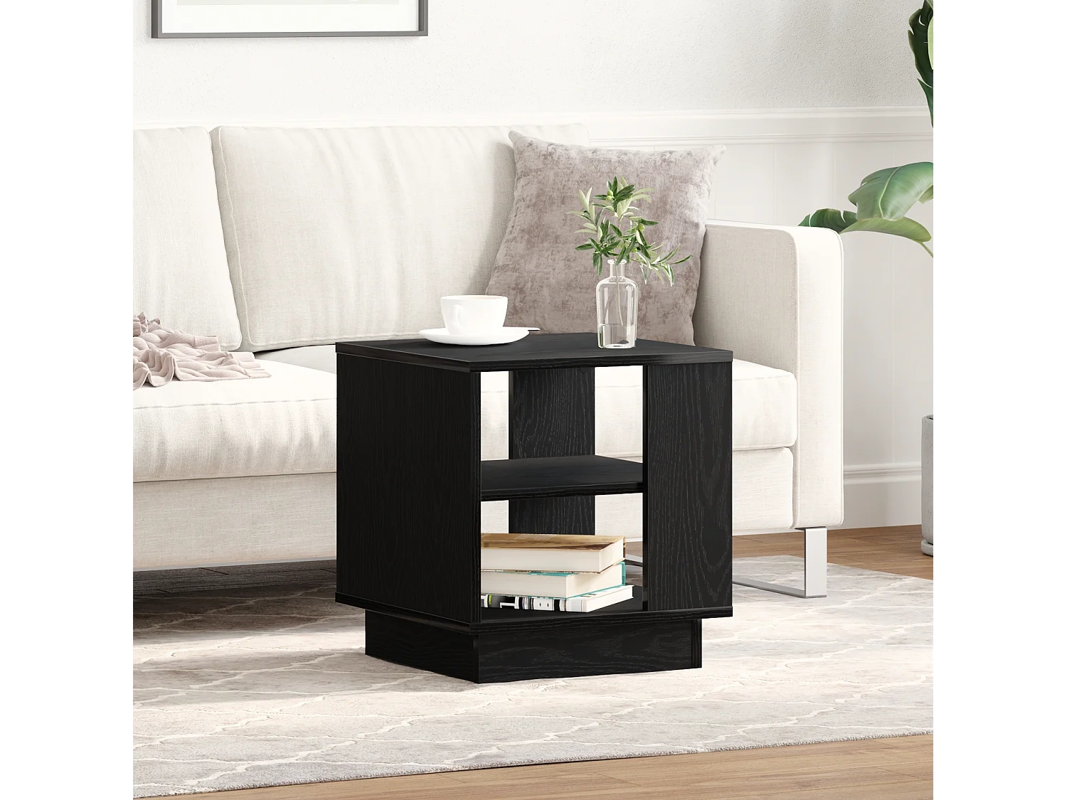 Tavolino da caffè in rovere nero 40x40x43 cm in legno ingegnerizzato