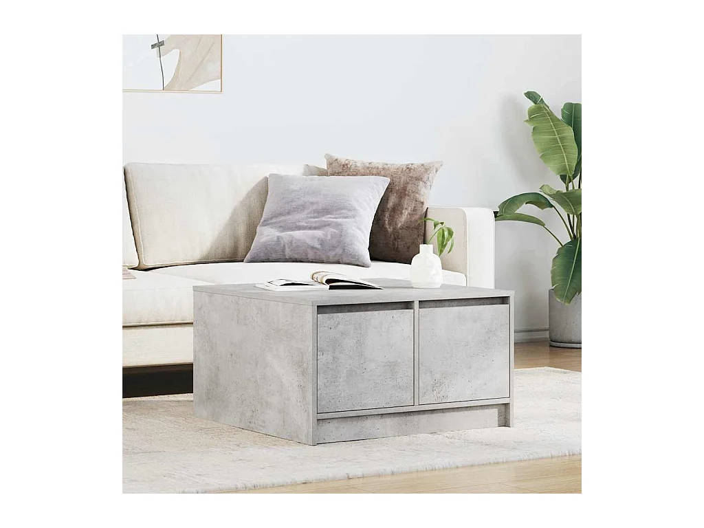 Mesa de centro gris hormigón con cajones 70,5x70x40 cm