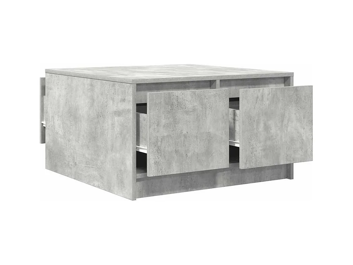 Mesa de centro gris hormigón con cajones 70,5x70x40 cm