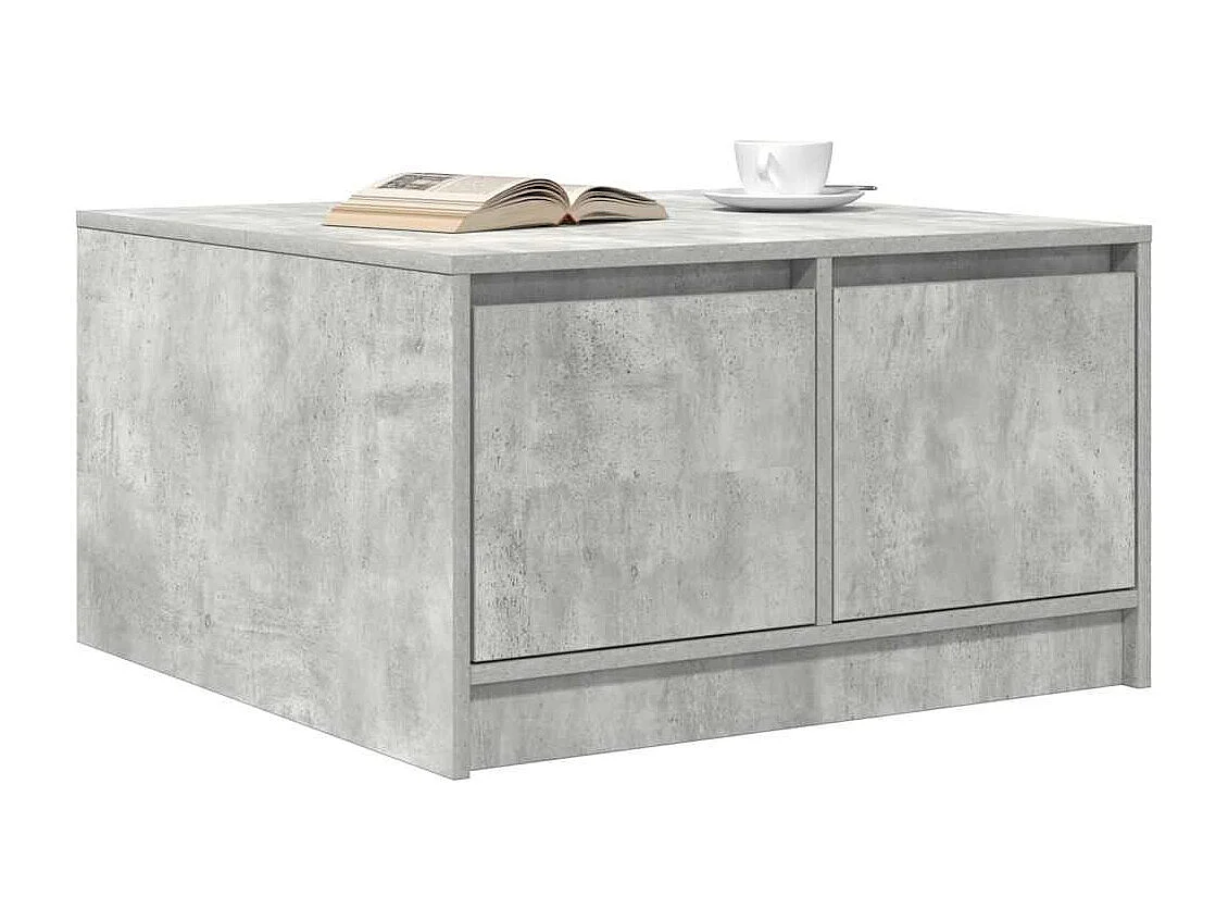 Mesa de centro gris hormigón con cajones 70,5x70x40 cm