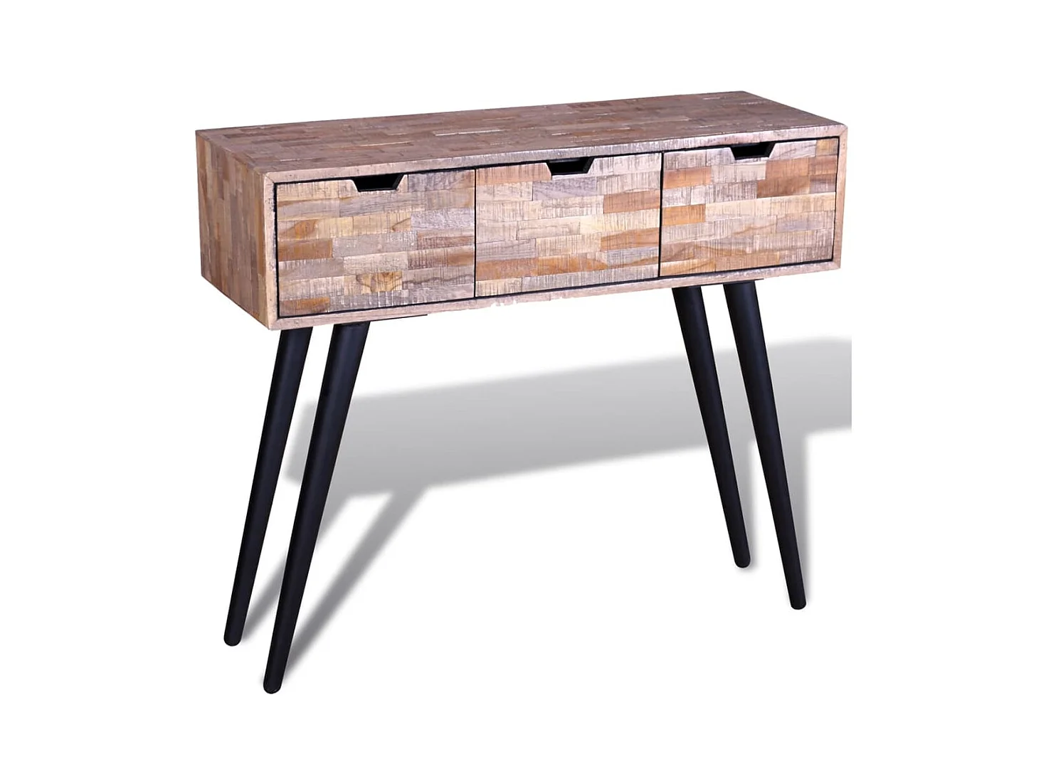 Table console avec 3 tiroirs Bois de teck recyclé