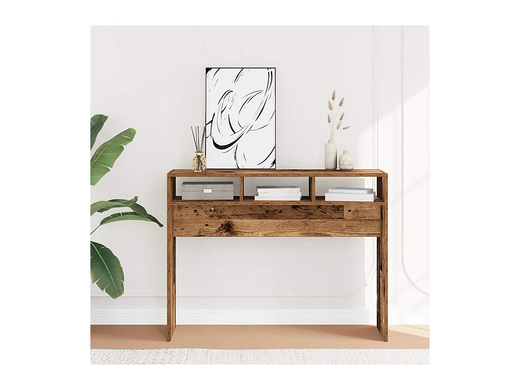 Table console vieux bois 105x30x80 cm bois d'ingénierie