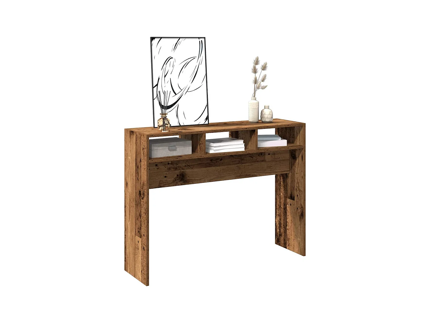 Table console vieux bois 105x30x80 cm bois d'ingénierie