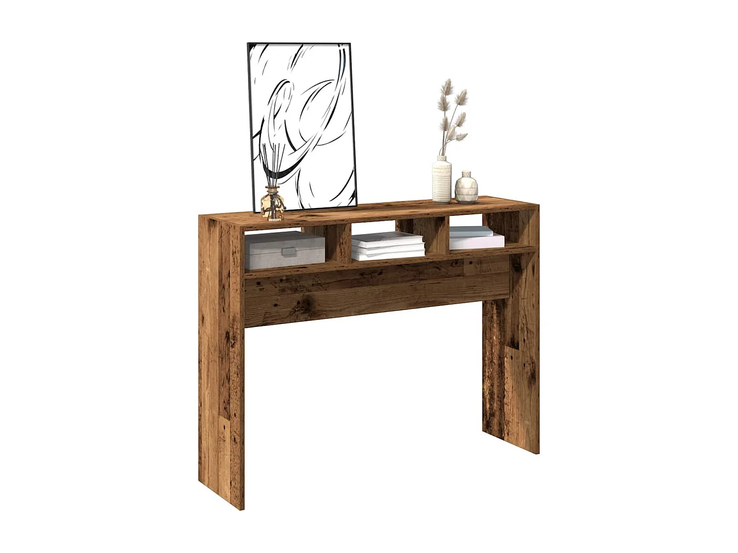 Table console vieux bois 105x30x80 cm bois d'ingénierie