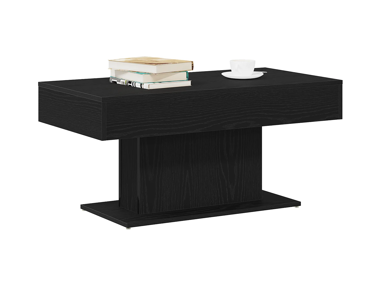 Table basse en bois noir 96x50x45 cm, en bois d'ingénierie