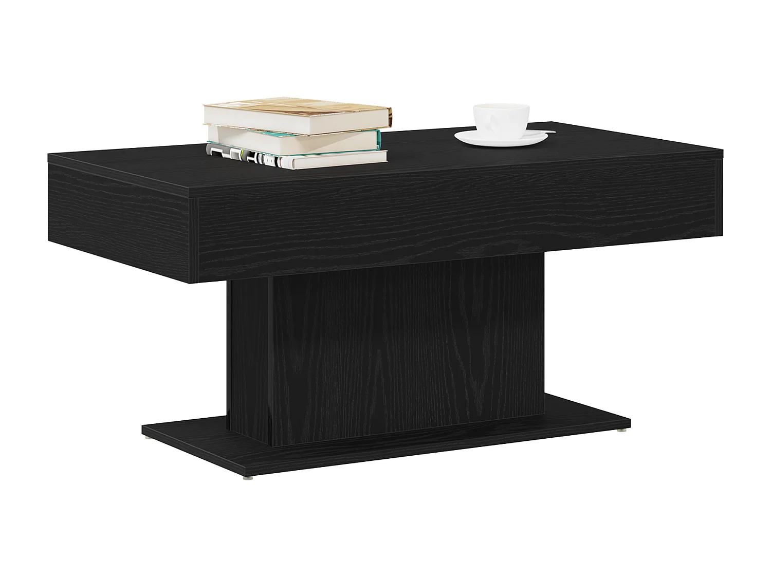 Table basse en bois noir 96x50x45 cm, en bois d'ingénierie