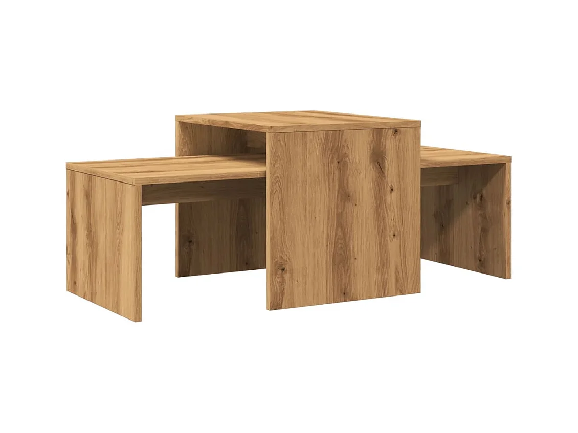 Table basse chêne artisanal 100x48x40 cm bois d'ingénierie