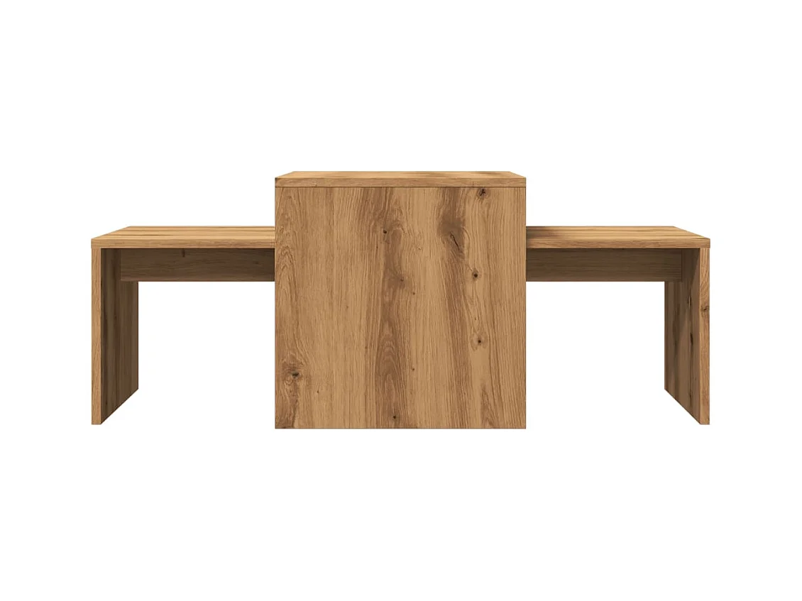 Table basse chêne artisanal 100x48x40 cm bois d'ingénierie