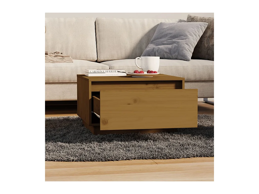 Tavolino da caffè color miele 55x56x32 cm in legno massello di pino
