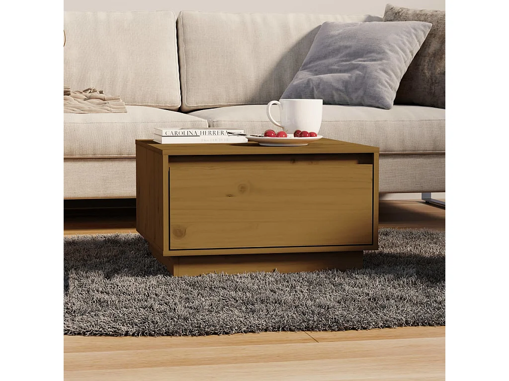 Honigbrauner Couchtisch 55x56x32 cm Massivholz Kiefer