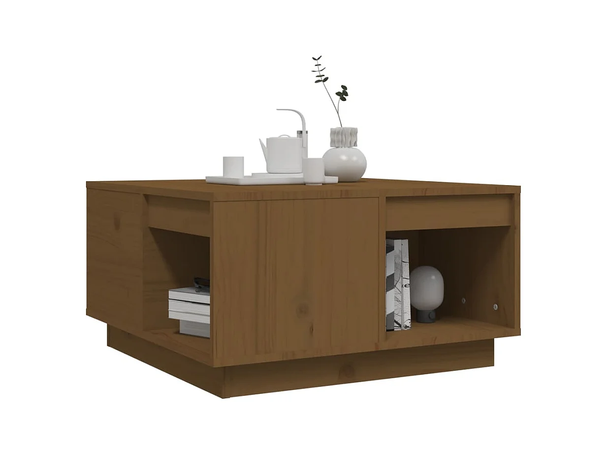 Table basse Marron miel 60x61x32,5 cm Bois massif de pin