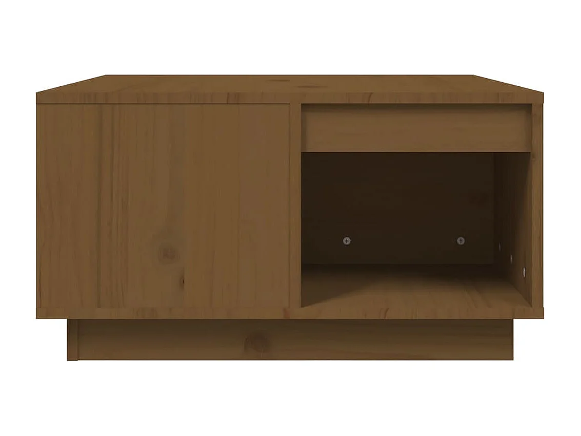 Tavolino da caffè color miele 60x61x32,5 cm in legno massello di pino