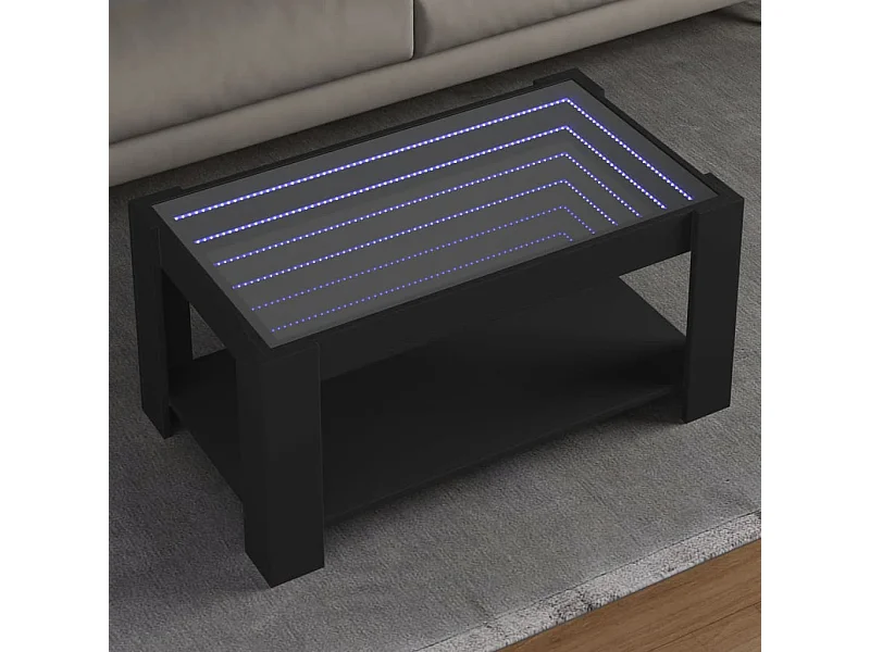 Tavolino con LED nero 93x53x45 cm in legno ingegnerizzato