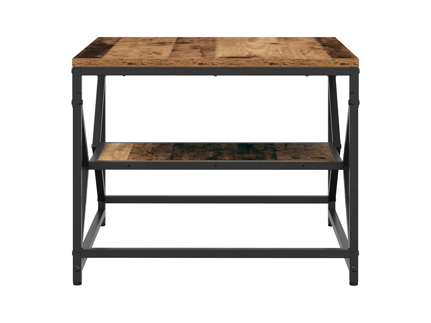 Table basse avec étagère en bois vieilli 51x50x40 cm en bois technique