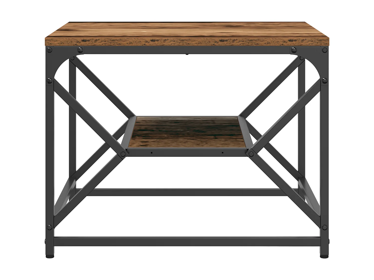 Table basse avec étagère en bois vieilli 51x50x40 cm en bois technique