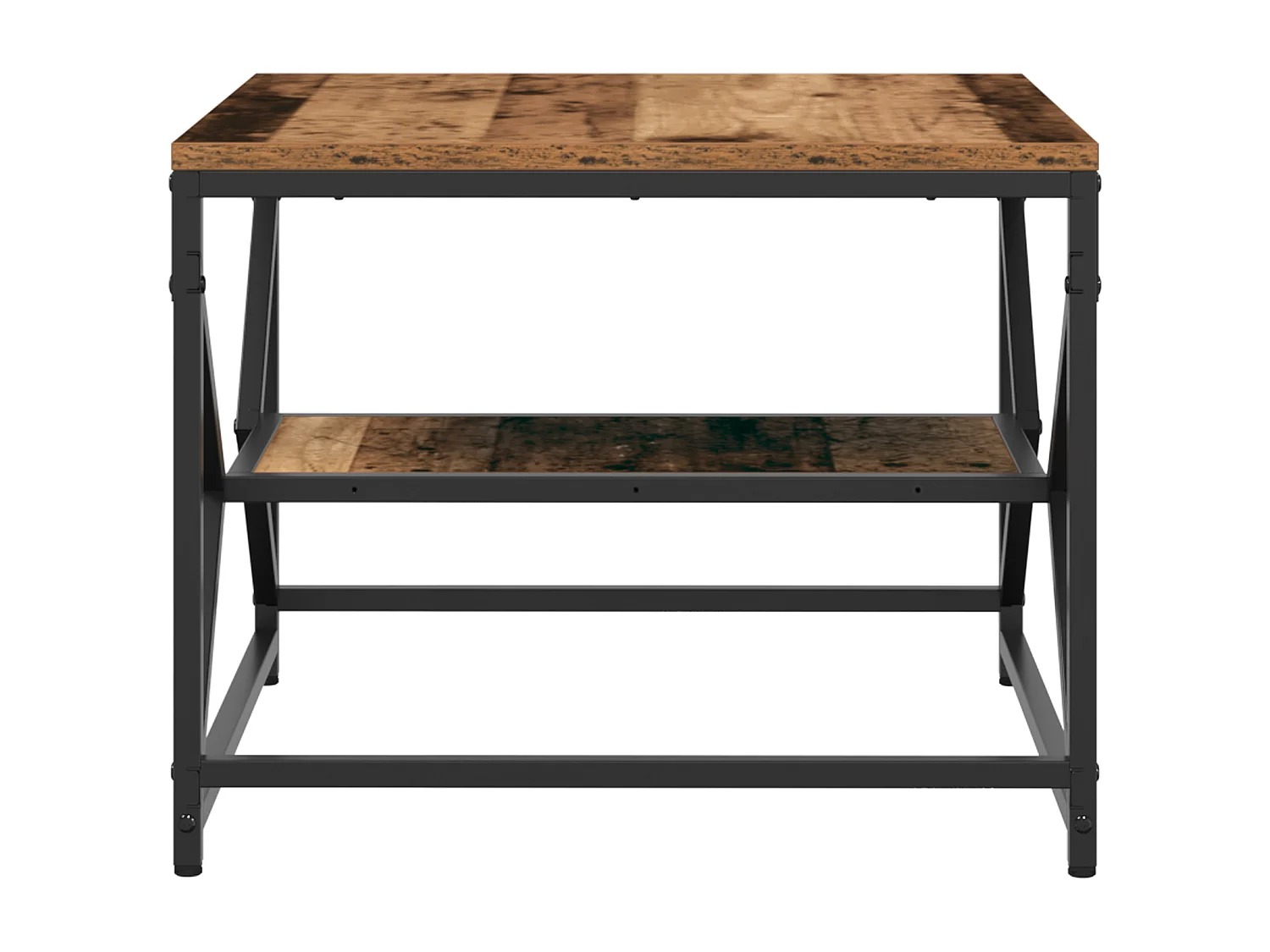 Table basse avec étagère en bois vieilli 51x50x40 cm en bois technique