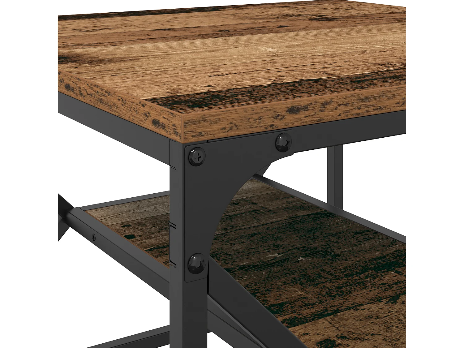 Table basse avec étagère en bois vieilli 51x50x40 cm en bois technique