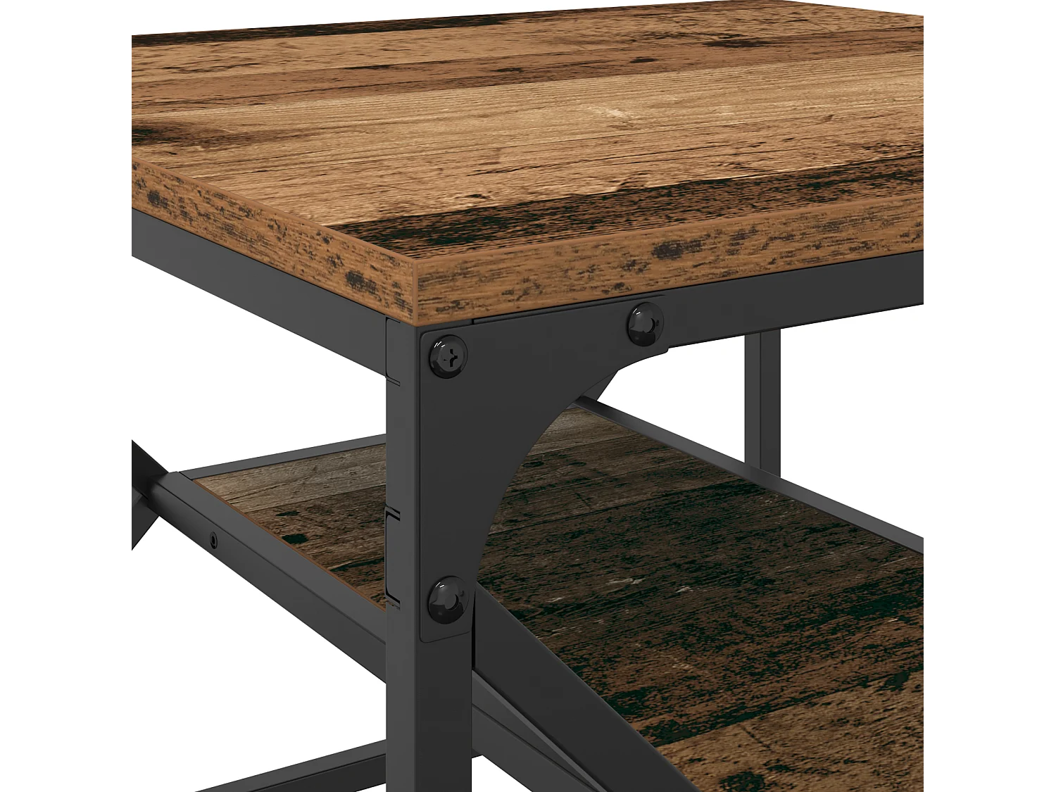 Table basse avec étagère en bois vieilli 51x50x40 cm en bois technique