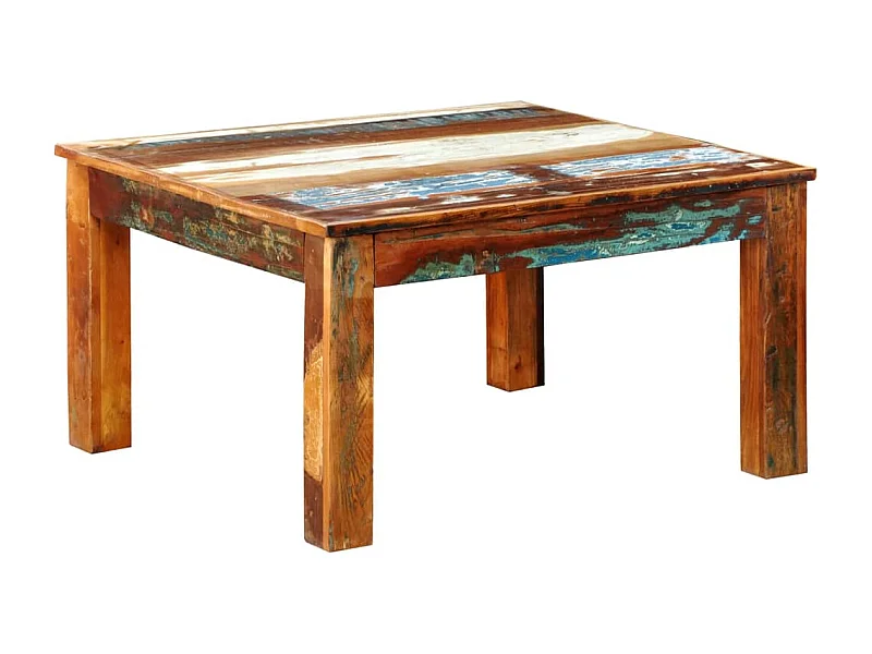 Mesa de centro cuadrada de madera recuperada
