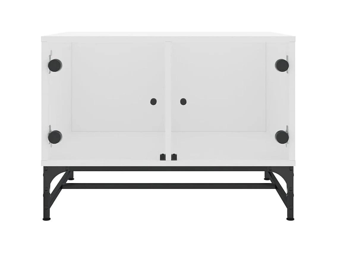 Table basse avec portes en verre blanc 68,5x50x50 cm