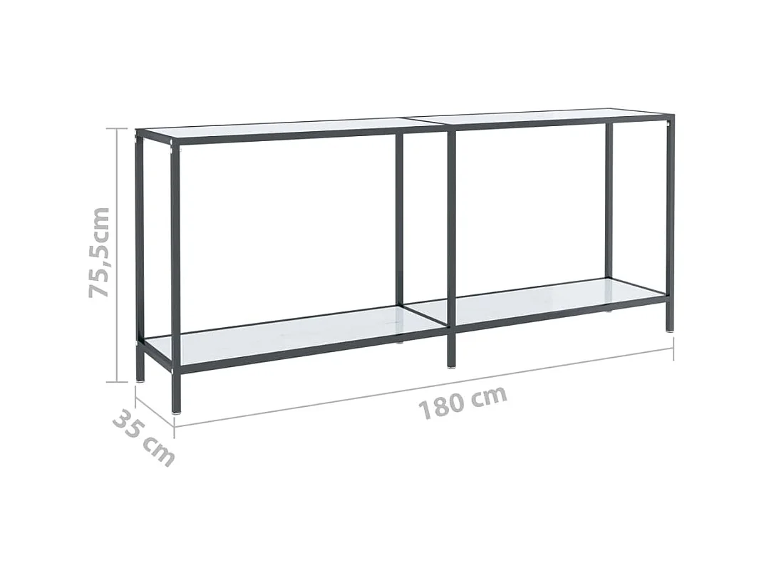 Table console Blanc 180x35x75,5 cm Verre trempé