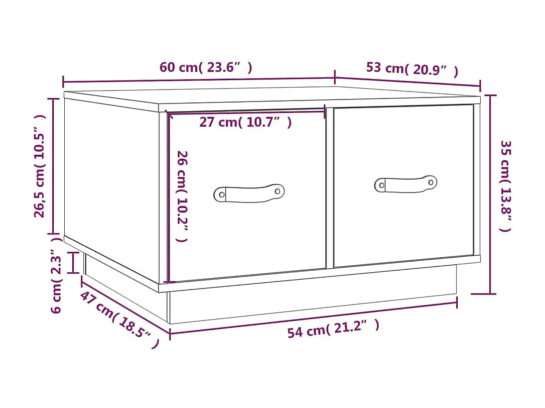 Table basse 60x53x35 cm Bois massif de pin