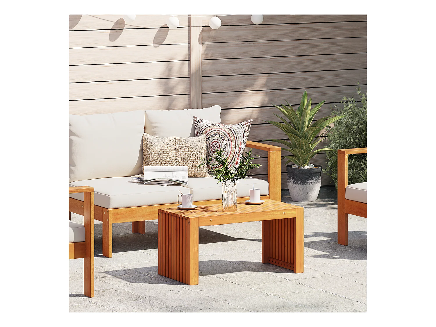 Table Basse de Jardin 70x35x35 cm Bois Massif Acacia