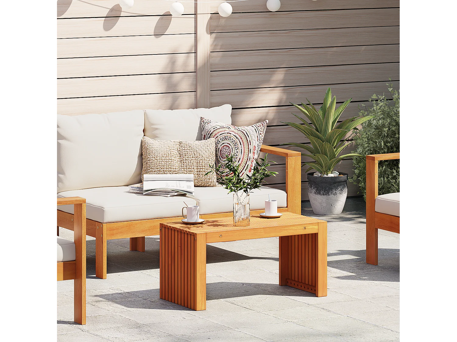 Table Basse de Jardin 70x35x35 cm Bois Massif Acacia