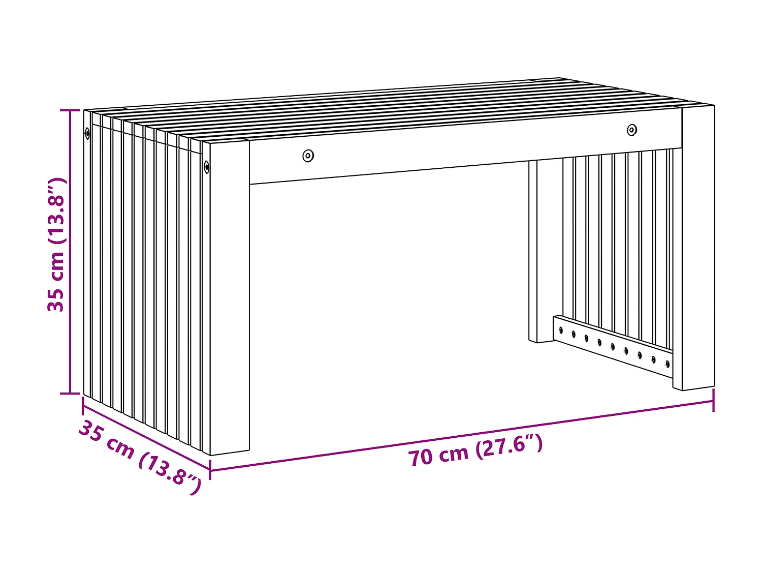 Table Basse de Jardin 70x35x35 cm Bois Massif Acacia