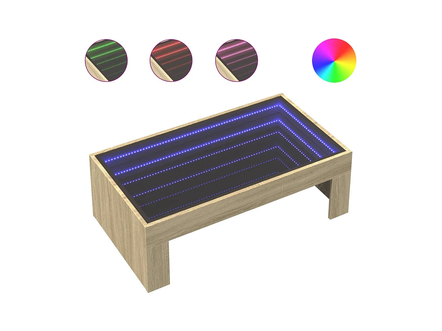 Table basse avec LED infini chêne sonoma 90x50x30 cm