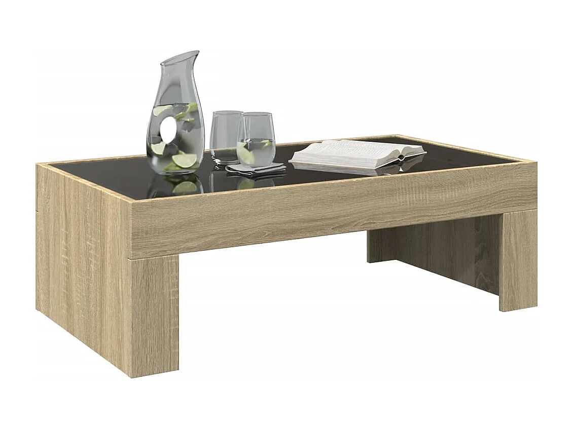 Mesa de centro con LED infinito roble Sonoma 90x50x30 cm