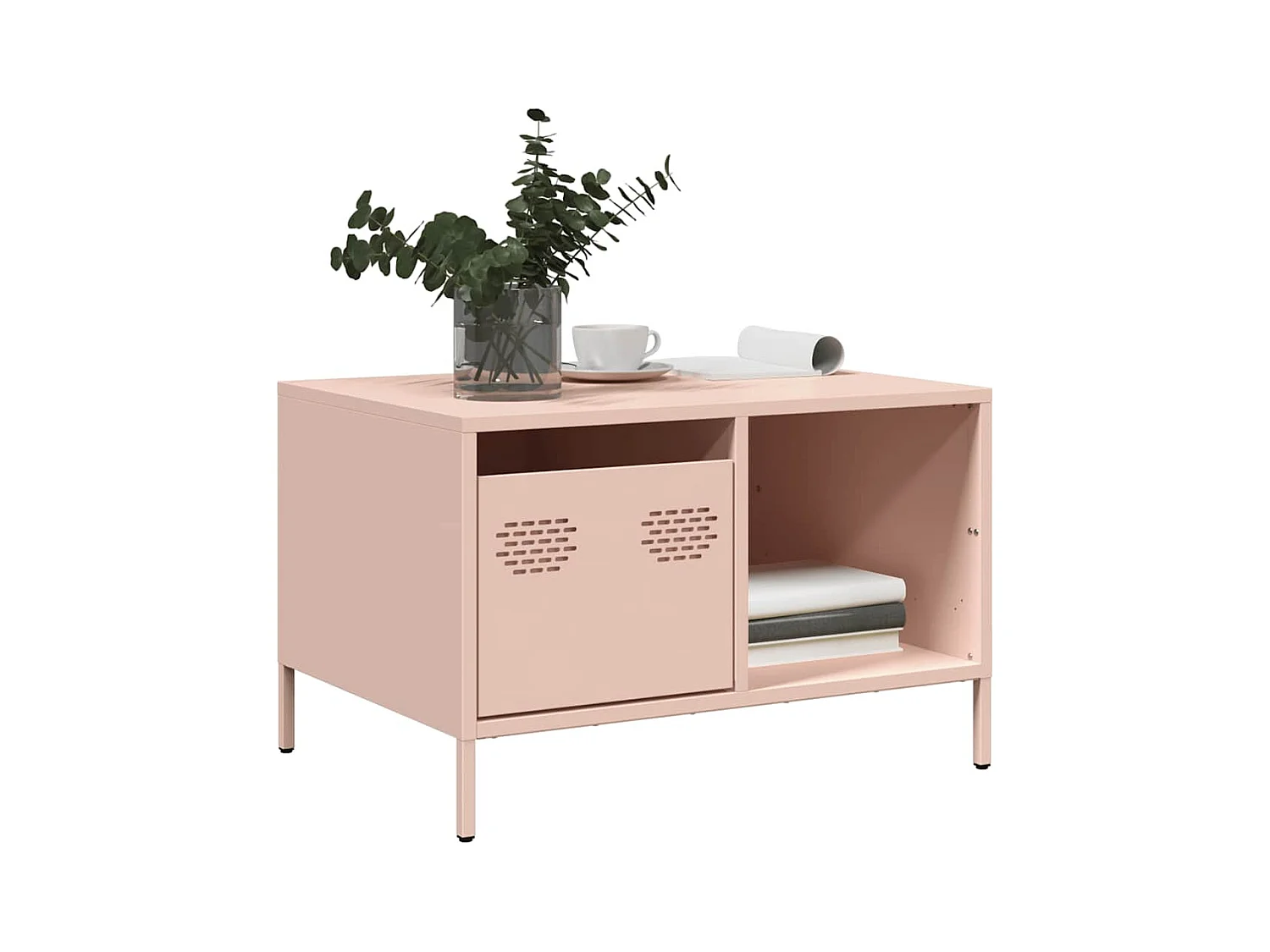 Table basse rose 68,5x50x43,5 cm acier laminé à froid