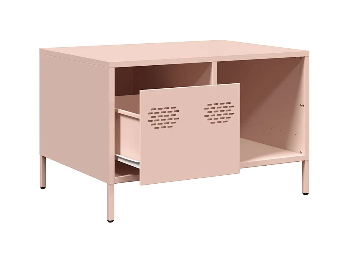 Table basse rose 68,5x50x43,5 cm acier laminé à froid