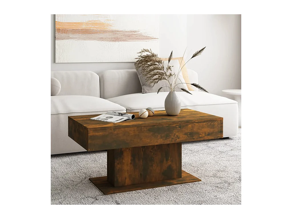 Mesa de centro de roble ahumado 96x50x45 cm Madera de ingeniería