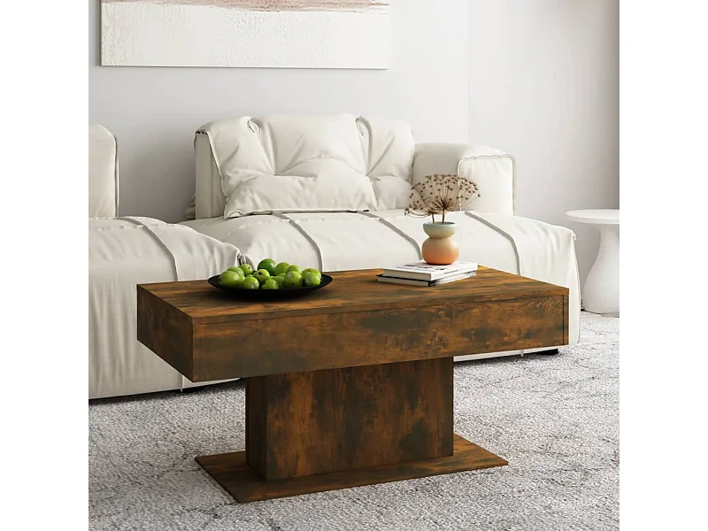 Tavolino da caffè in rovere affumicato 96x50x45 cm in legno ingegnerizzato