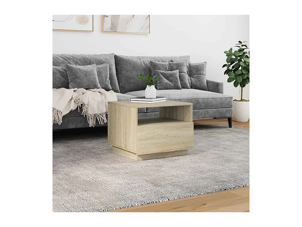 Table basse avec lumières LED chêne sonoma 50x49x40 cm