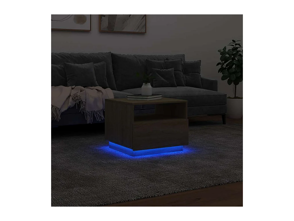 Table basse avec lumières LED chêne sonoma 50x49x40 cm