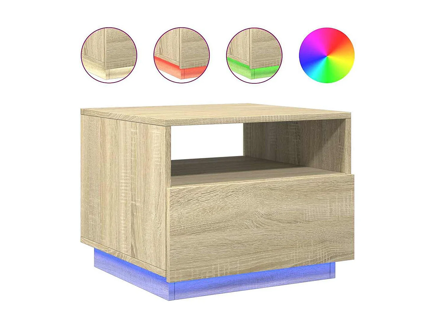 Table basse avec lumières LED chêne sonoma 50x49x40 cm