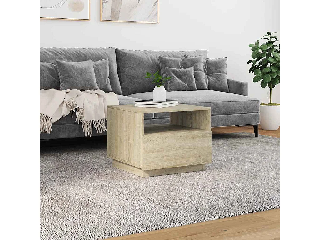 Table basse avec lumières LED chêne sonoma 50x49x40 cm