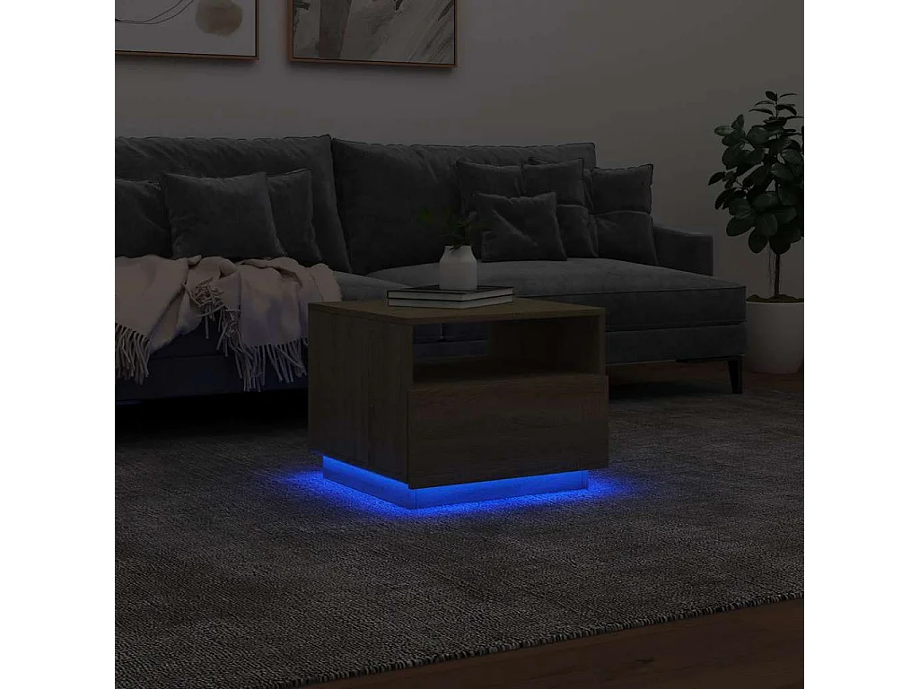 Table basse avec lumières LED chêne sonoma 50x49x40 cm