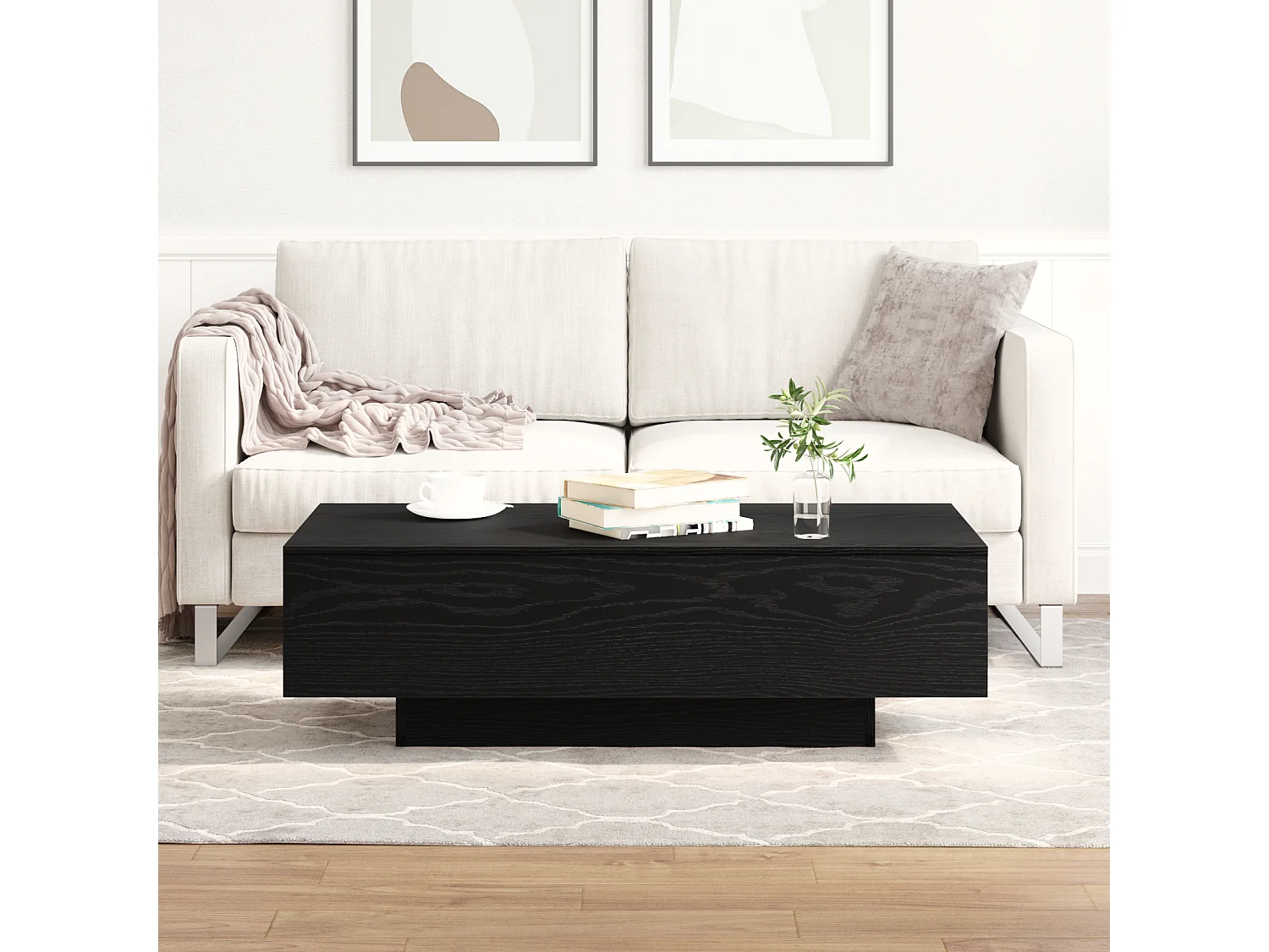 Table basse Chêne noir 100x30x36,5 cm Bois d'ingénierie