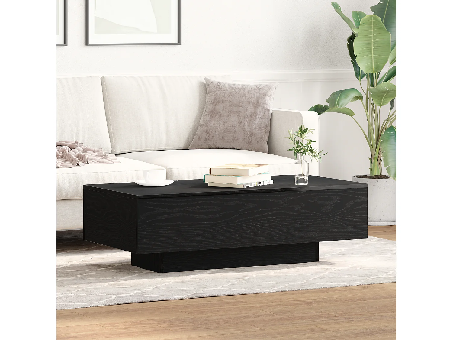 Table basse Chêne noir 100x30x36,5 cm Bois d'ingénierie