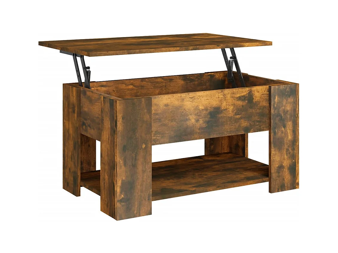 Gerookte eiken salontafel 79x49x41 cm bewerkt hout