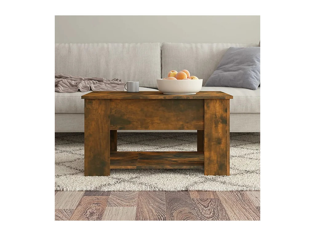 Gerookte eiken salontafel 79x49x41 cm bewerkt hout