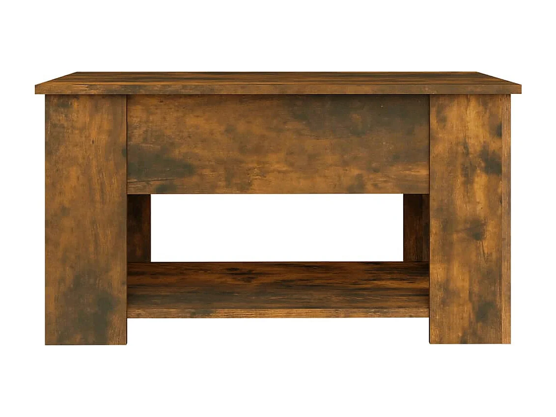 Gerookte eiken salontafel 79x49x41 cm bewerkt hout