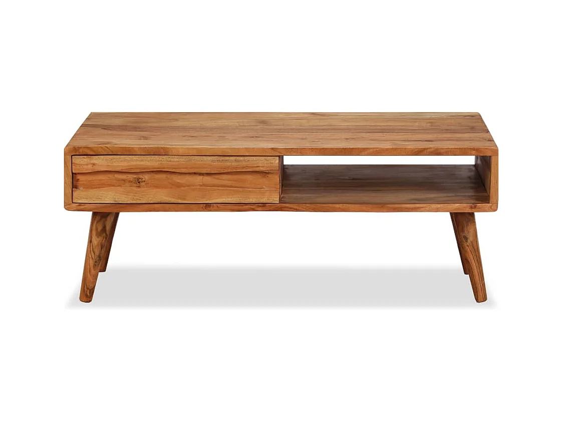 Table basse Bois massif avec tiroir sculpté 100x50x40 cm