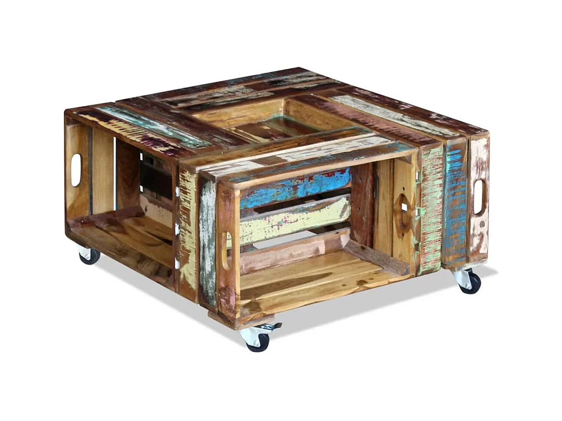 Salontafel Massief gerecycled hout 70x70x35 cm