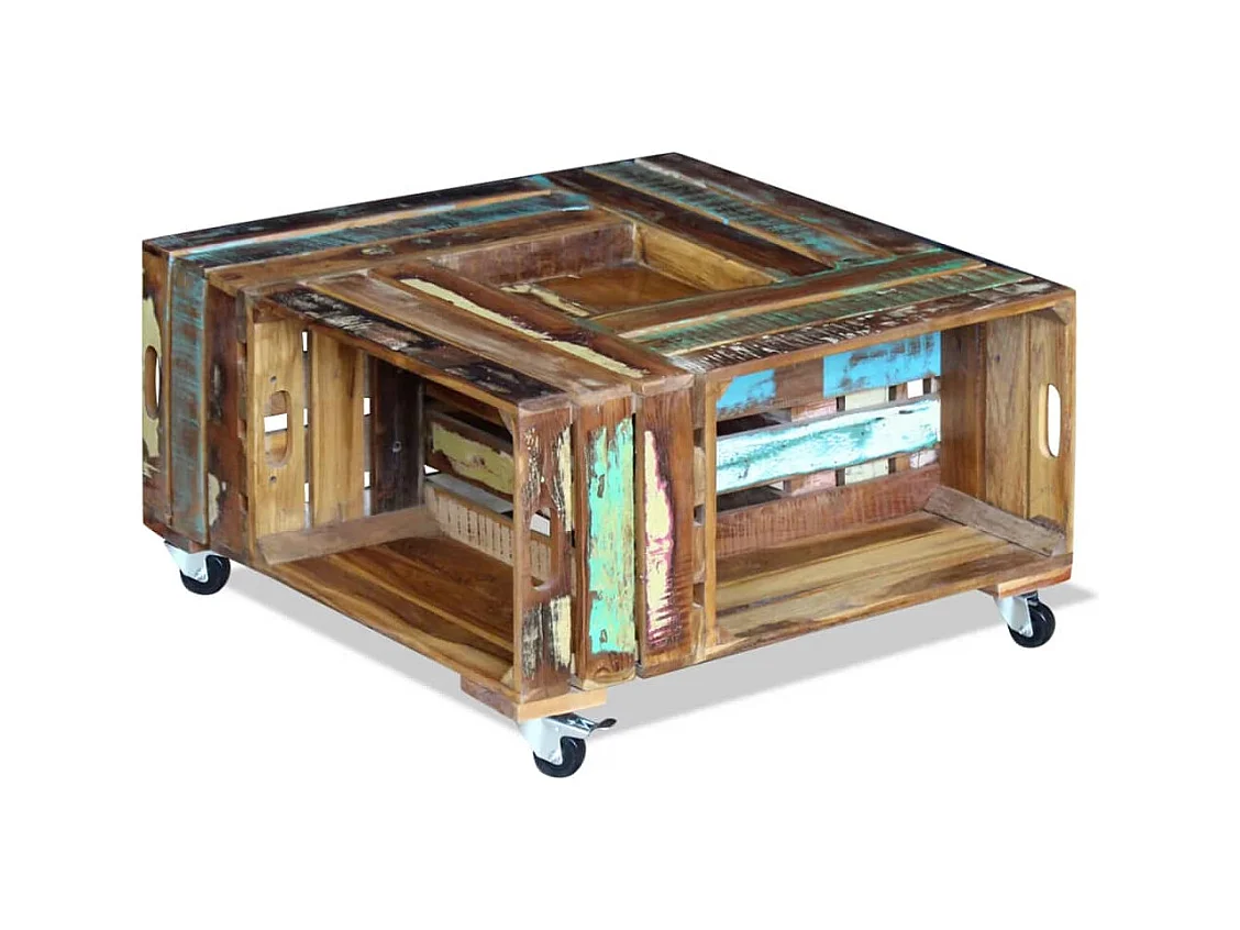 Couchtisch Massivholz Altholz 70x70x35 cm