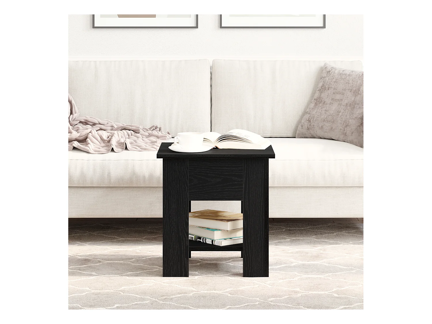 Table basse Noir Chêne 40x40x42 cm Bois d'ingénierie