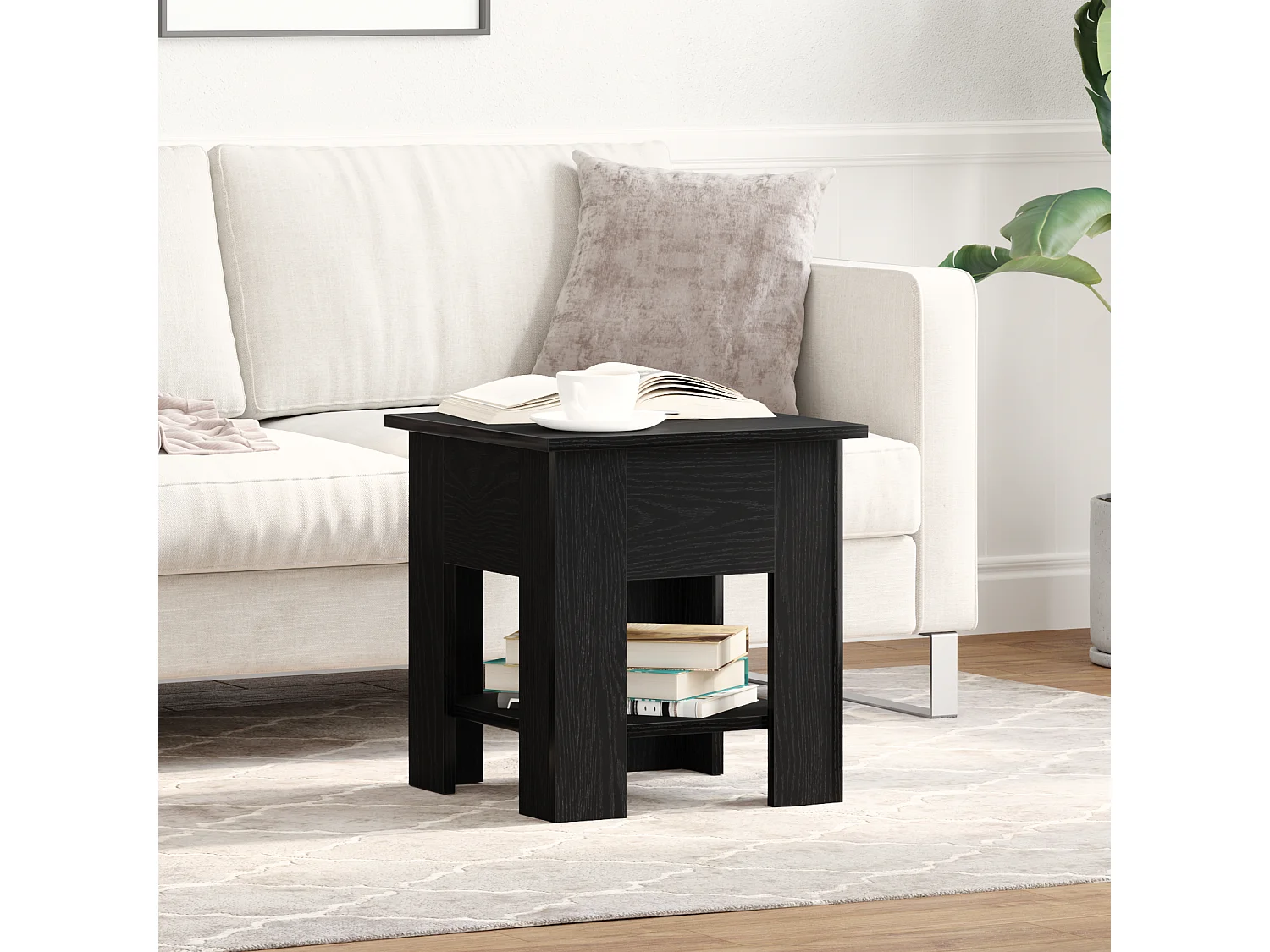 Table basse Noir Chêne 40x40x42 cm Bois d'ingénierie